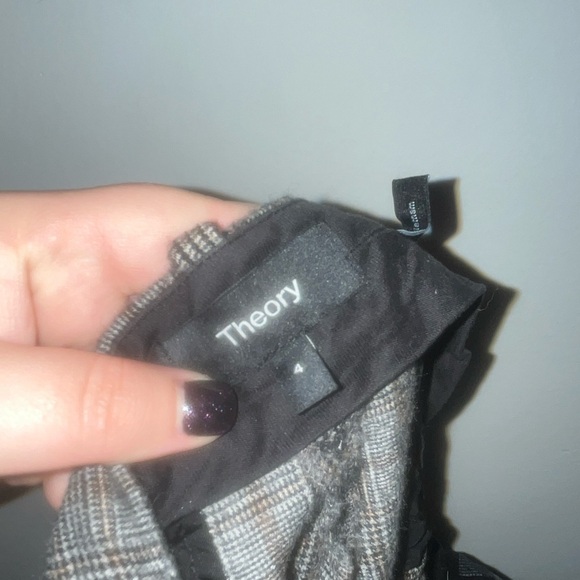 THEORY Wool Plaid Trouser Pants Size 4 - Picture 5 of 12